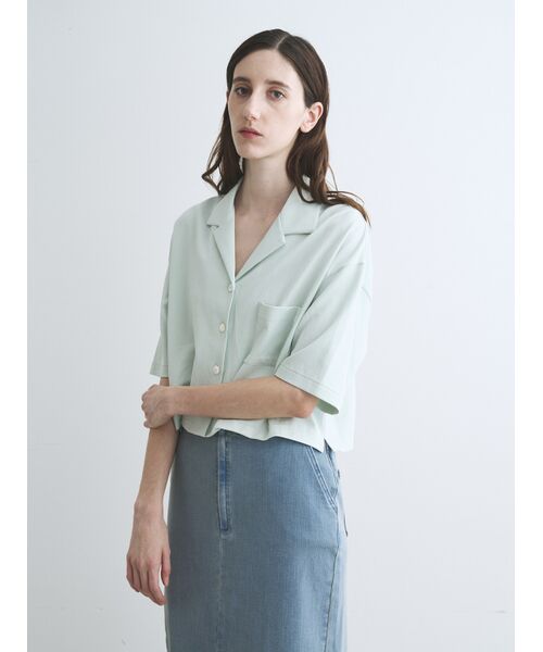three dots / スリードッツ シャツ・ブラウス | Double-knit supima cropped shirt | 詳細8