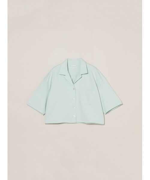three dots / スリードッツ シャツ・ブラウス | Double-knit supima cropped shirt（pale mint）