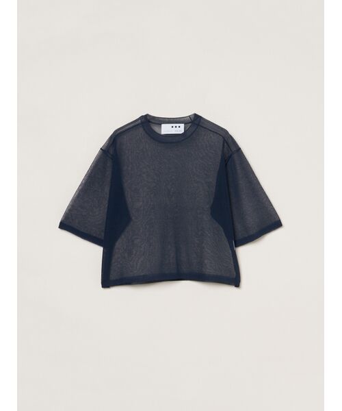 three dots / スリードッツ Tシャツ | Alora sheer Tshirt（navy）
