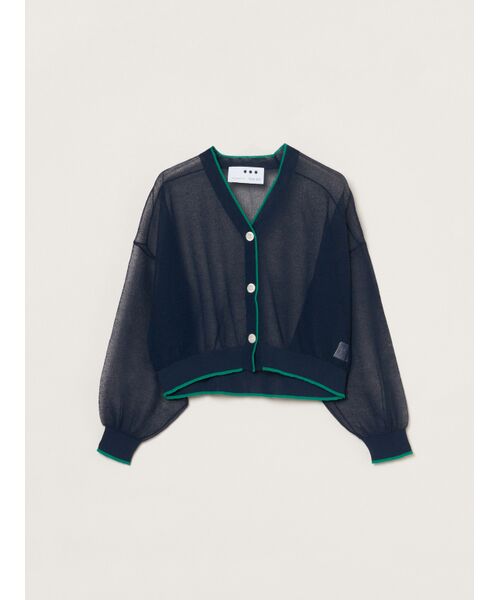 three dots / スリードッツ カーディガン・ボレロ | Alora sheer cardigan（navy）