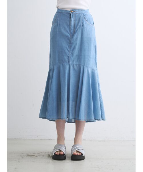 three dots / スリードッツ スカート | Sheer denim skirt | 詳細9