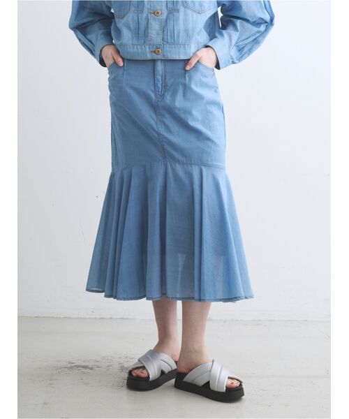 three dots / スリードッツ スカート | Sheer denim skirt | 詳細6