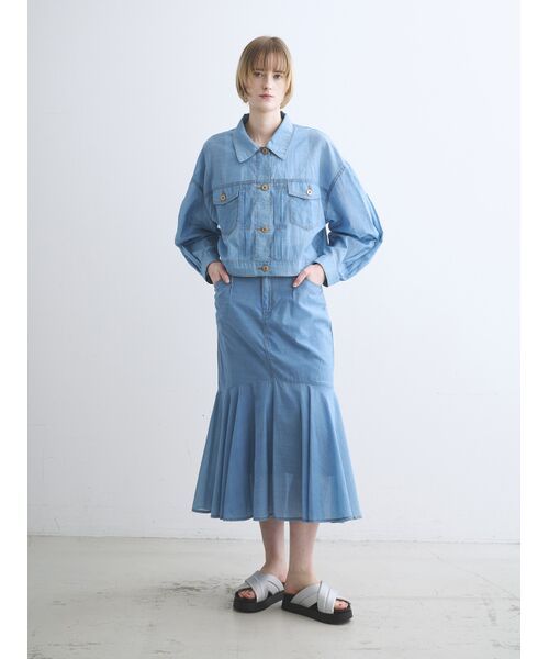 three dots / スリードッツ スカート | Sheer denim skirt | 詳細7