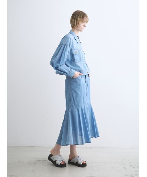 three dots / スリードッツ スカート | Sheer denim skirt | 詳細8