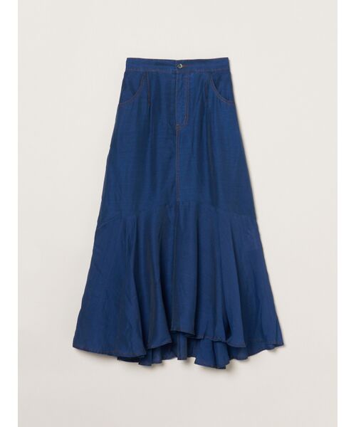 three dots / スリードッツ スカート | Sheer denim skirt（blue）