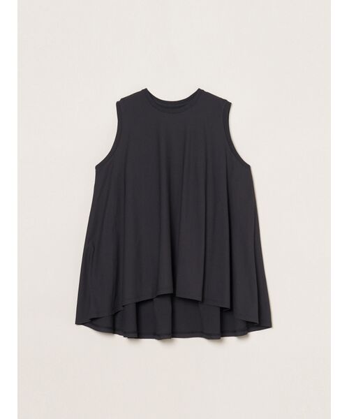 three dots / スリードッツ タンクトップ | Dry cotton dress tee drape tank（soft black）