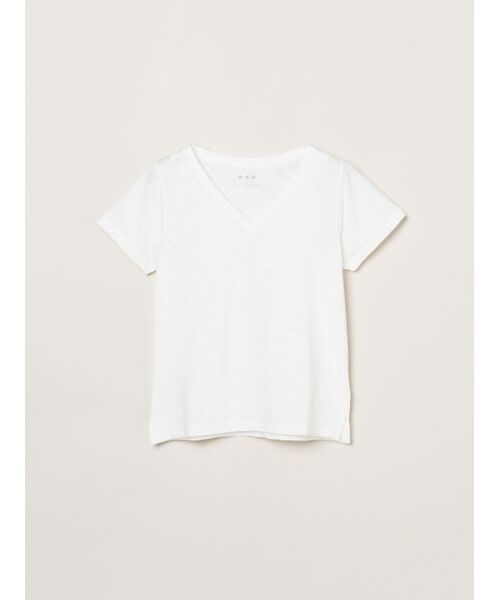 three dots / スリードッツ Tシャツ | Organic slub v neck（white）