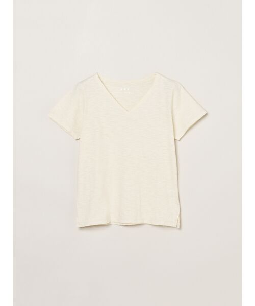 three dots / スリードッツ Tシャツ | Organic slub v neck（ecru）