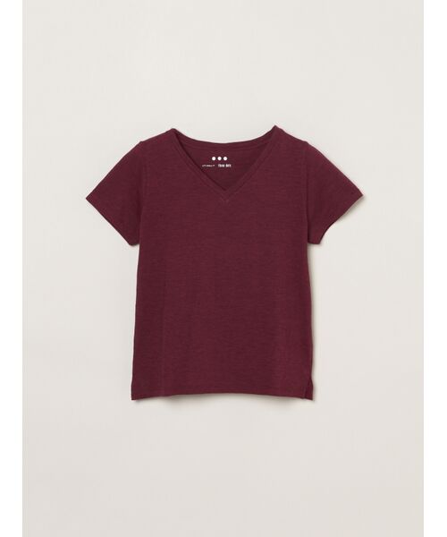 three dots / スリードッツ Tシャツ | Organic slub v neck（burgundy）