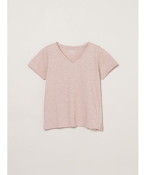three dots / スリードッツ Tシャツ | Organic slub v neck（mauve petal）