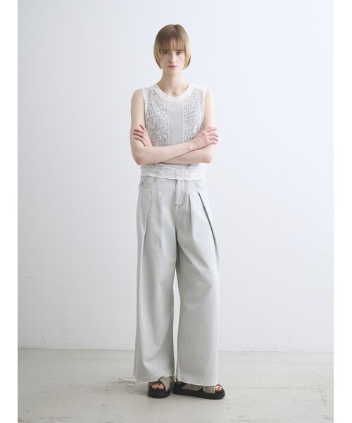 three dots / スリードッツ タンクトップ | Panama lace 2way tank | 詳細9