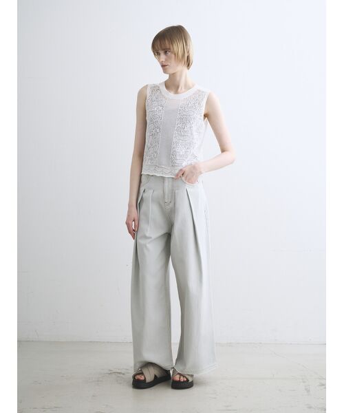 three dots / スリードッツ タンクトップ | Panama lace 2way tank | 詳細10