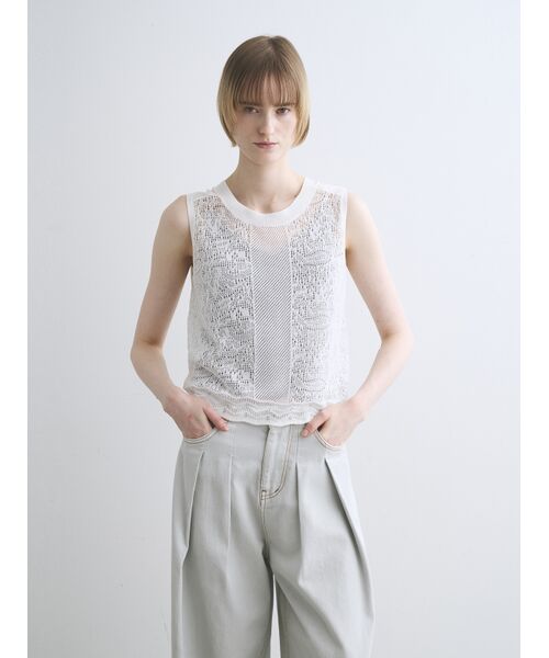 three dots / スリードッツ タンクトップ | Panama lace 2way tank | 詳細6