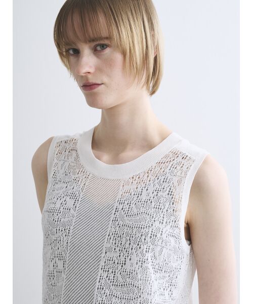 three dots / スリードッツ タンクトップ | Panama lace 2way tank | 詳細7