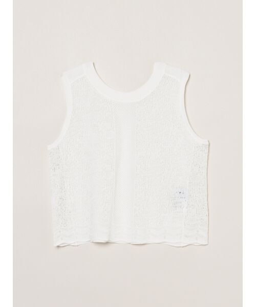 three dots / スリードッツ タンクトップ | Panama lace 2way tank（white）