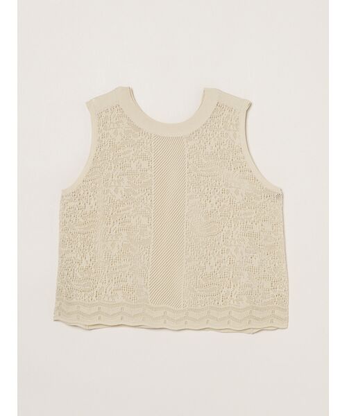three dots / スリードッツ タンクトップ | Panama lace 2way tank（linen beige）