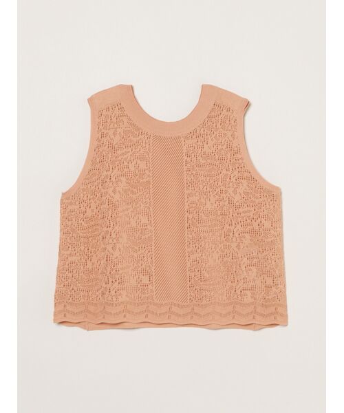 three dots / スリードッツ タンクトップ | Panama lace 2way tank（tanned pink）