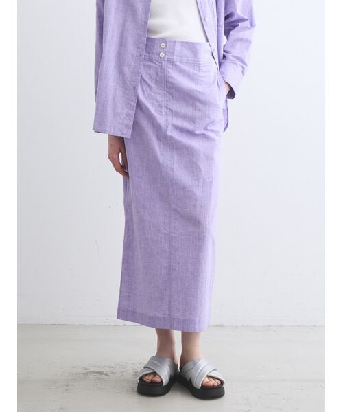 three dots / スリードッツ スカート | Cotton linen narrow skirt | 詳細6