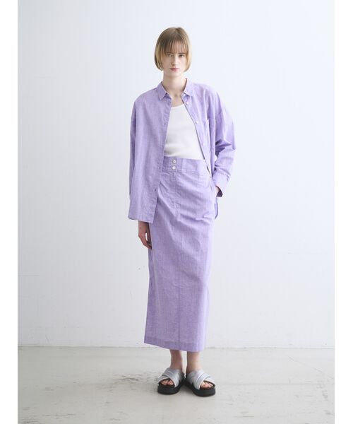 three dots / スリードッツ スカート | Cotton linen narrow skirt | 詳細8