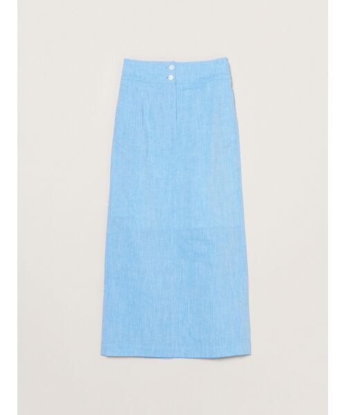 three dots / スリードッツ スカート | Cotton linen narrow skirt（lt blue）