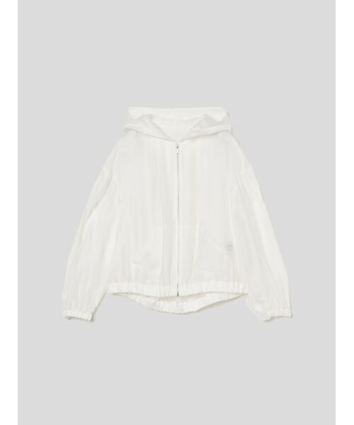 three dots / スリードッツ パーカー | Shiny shirt zip up hoody（white）