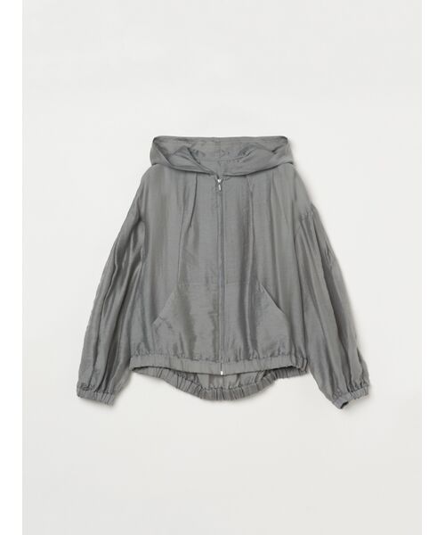 three dots / スリードッツ パーカー | Shiny shirt zip up hoody（grey）