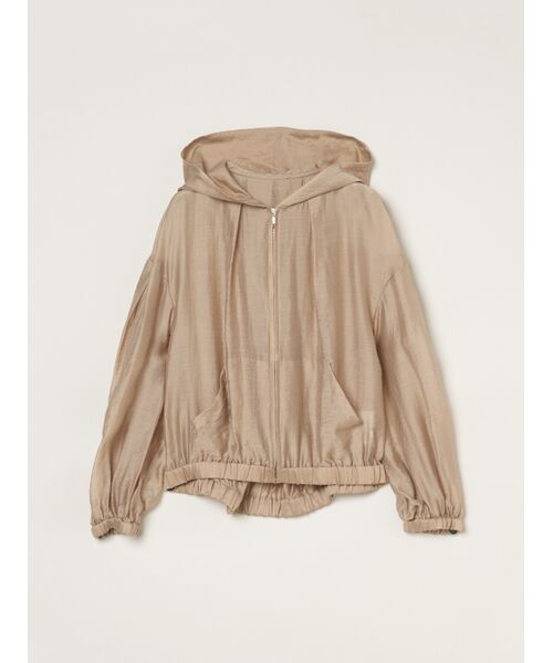 three dots / スリードッツ パーカー | Shiny shirt zip up hoody（beige）