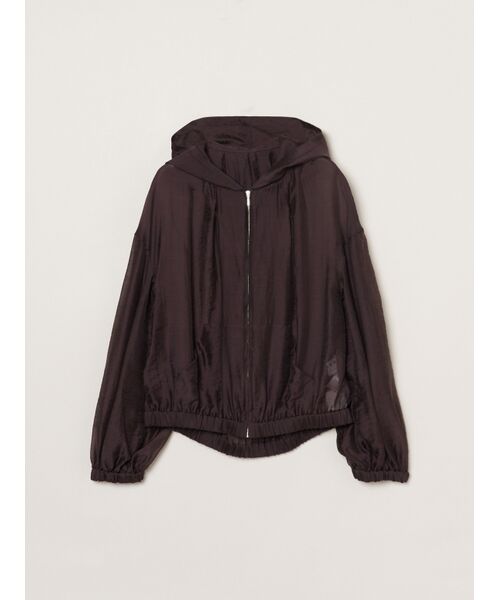 three dots / スリードッツ パーカー | Shiny shirt zip up hoody（plum brown）