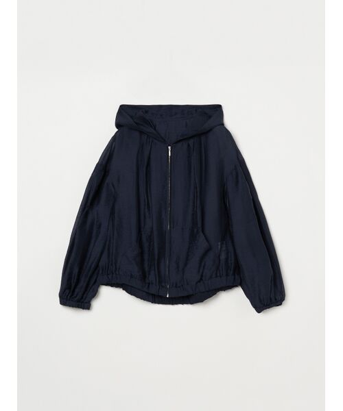 three dots / スリードッツ パーカー | Shiny shirt zip up hoody（navy）