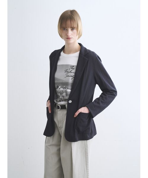 three dots / スリードッツ テーラードジャケット | Sheer terry jacket | 詳細6