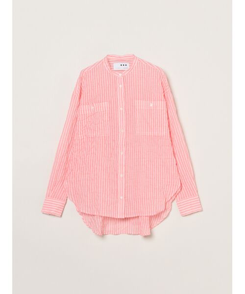 three dots / スリードッツ その他トップス | Shirring swell shirt（red/white）
