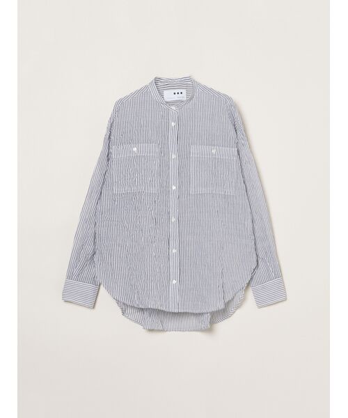 three dots / スリードッツ その他トップス | Shirring swell shirt（navy/white）