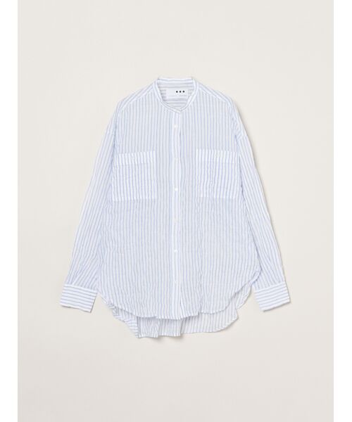 three dots / スリードッツ その他トップス | Shirring swell shirt（white/blue）