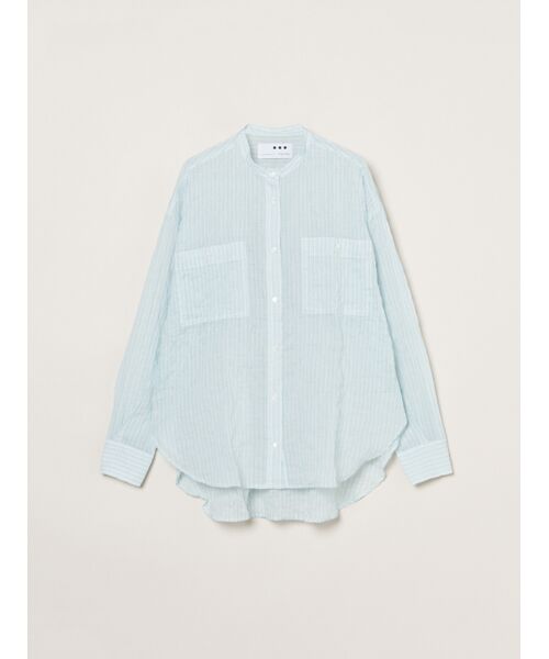 three dots / スリードッツ その他トップス | Shirring swell shirt（lt blue/green）