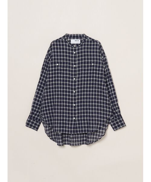 three dots / スリードッツ その他トップス | Shirring swell shirt（navy plaid）