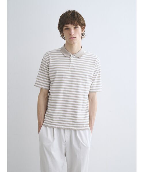 three dots / スリードッツ ポロシャツ | Men's Powdery cotton border polo | 詳細6