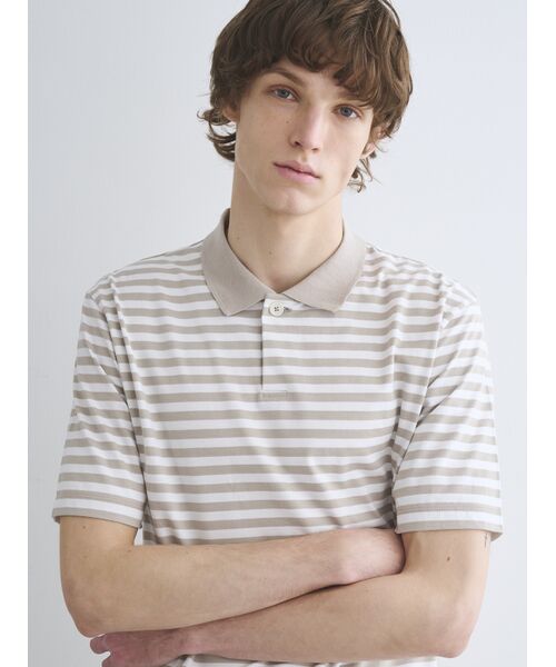 three dots / スリードッツ ポロシャツ | Men's Powdery cotton border polo | 詳細7