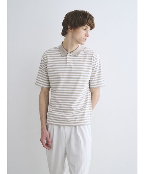 three dots / スリードッツ ポロシャツ | Men's Powdery cotton border polo | 詳細8
