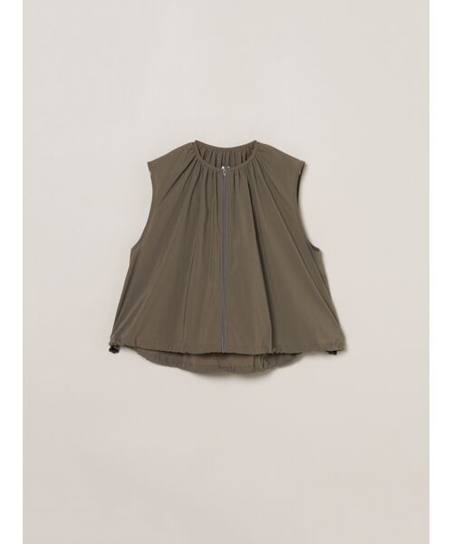 three dots / スリードッツ テーラードジャケット | Seaside line sleeveless jacket（dark greige）