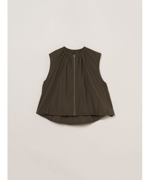 three dots / スリードッツ テーラードジャケット | Seaside line sleeveless jacket（khaki）