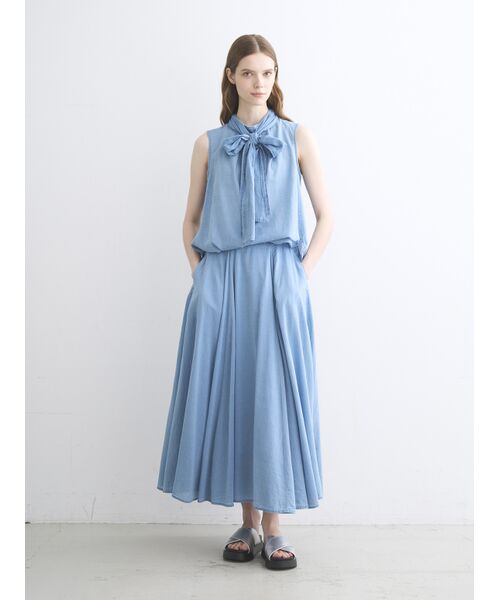 three dots / スリードッツ その他トップス | Air denim tie blouse | 詳細9
