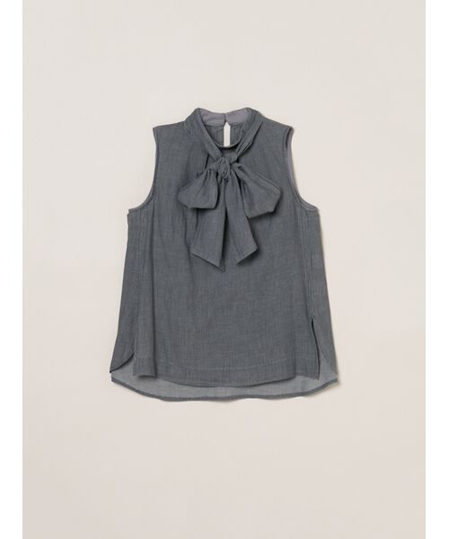 three dots / スリードッツ その他トップス | Air denim tie blouse（rinced grey）