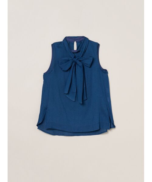 three dots / スリードッツ その他トップス | Air denim tie blouse（navy blue）