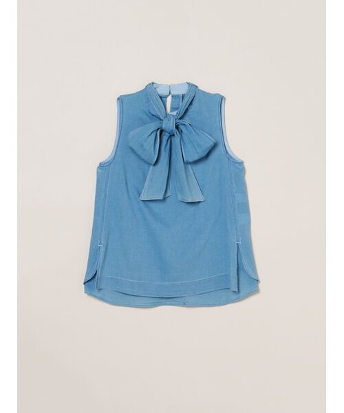 three dots / スリードッツ その他トップス | Air denim tie blouse（washed blue）