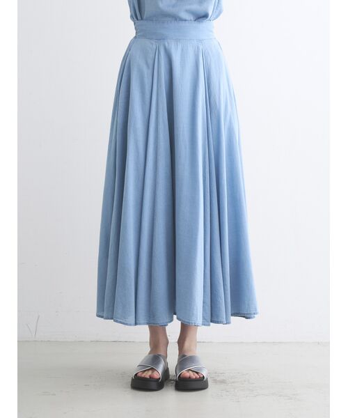 three dots / スリードッツ スカート | Air denim long skirt | 詳細9