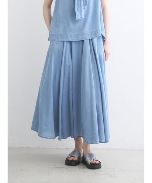 three dots / スリードッツ スカート | Air denim long skirt | 詳細6