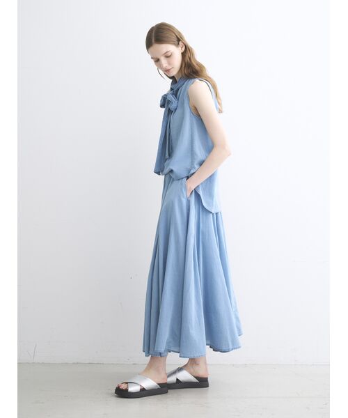 three dots / スリードッツ スカート | Air denim long skirt | 詳細8