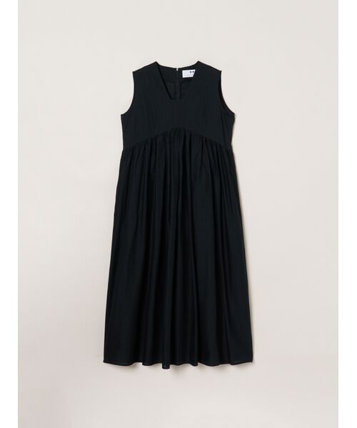 three dots / スリードッツ ドレス | Flowy lawn dress（black）