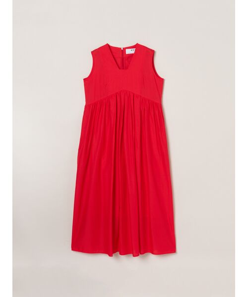 three dots / スリードッツ ドレス | Flowy lawn dress（red）