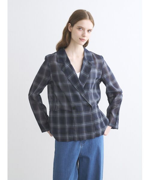 three dots / スリードッツ テーラードジャケット | Sheer ombre jacket | 詳細6